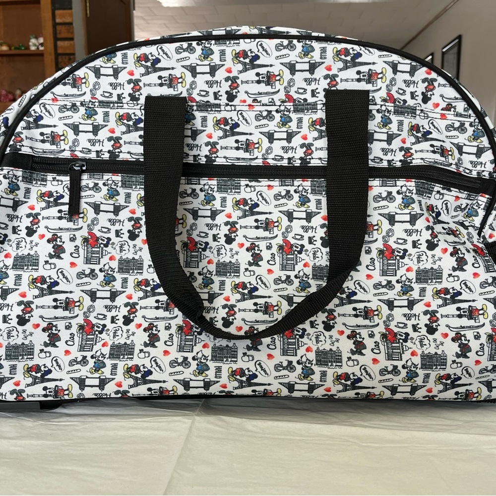 Disney Minnie Mouse Paris Print Duffle Bag Rolling Travel Bag